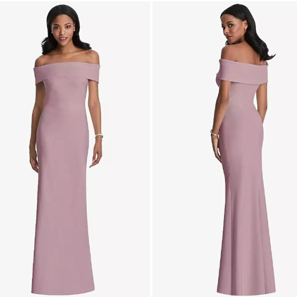 After Six | Natural Waist Off-the-Shoulder Mermaid Trumpet Dress in Dusty Rose